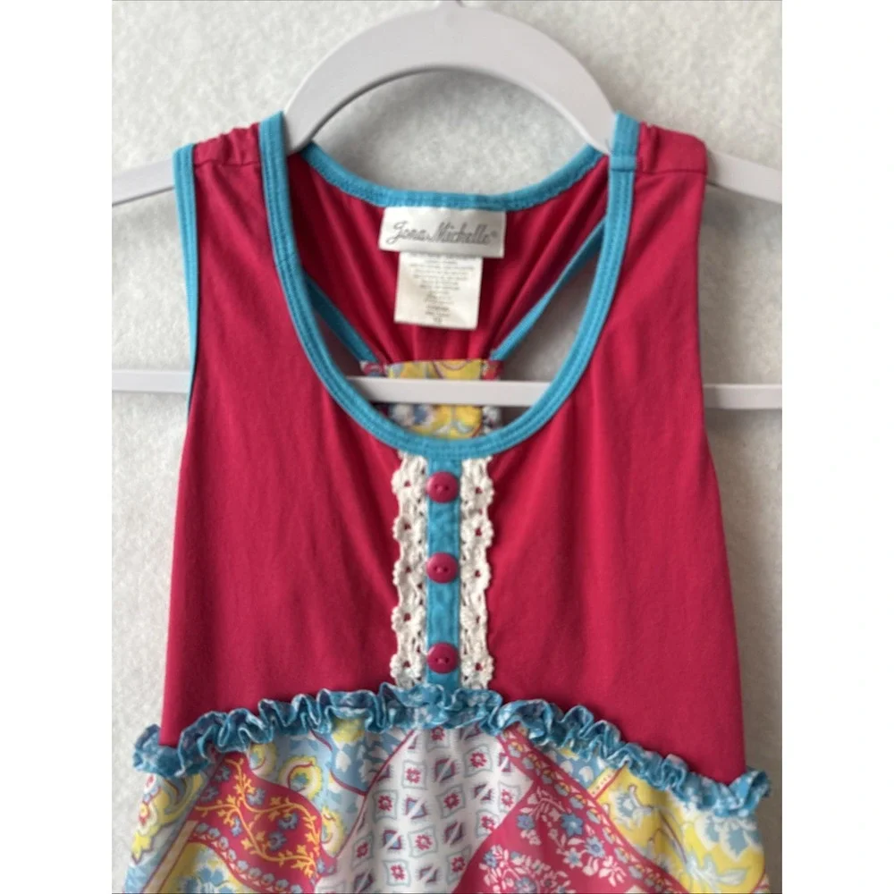 Jona Michelle Sleeveless Colorful Patchwork Dress Girls‎ 10 Cottage Boho Easter